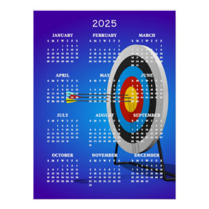 Poster Tir à l'arc 2025 Calendrier