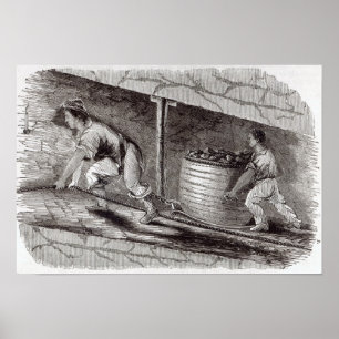 Poster Tiroir femelle dans une mine de charbon à peu de