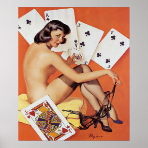 Poster tisonnier, jeu, goupille vers le haut des filles,
