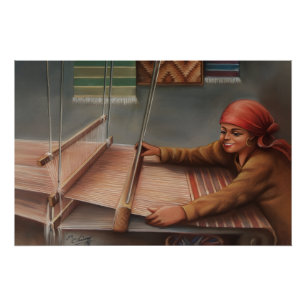 Poster Tisserande de tapis de village égyptien Traditionn