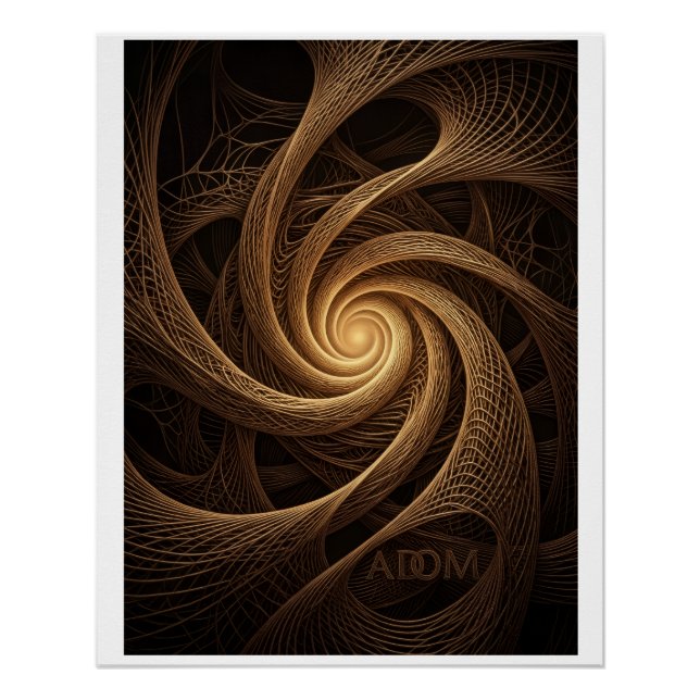 Poster Tissu B à vortex en spirale dorée abstrait (Devant)