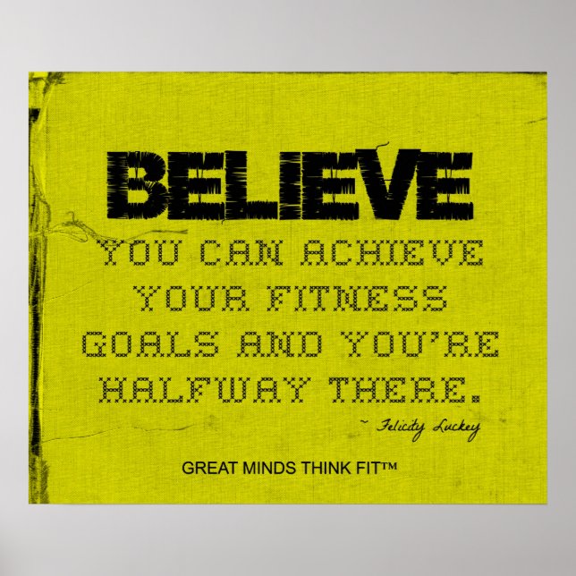 Poster Tissu Jaune Fils Noir Fitness Croire (Devant)
