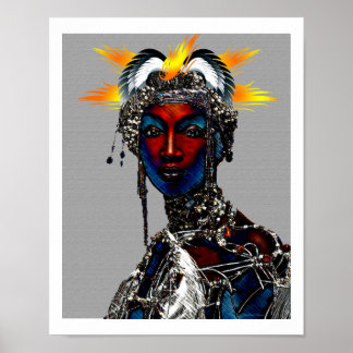 Poster Titre : Femme tribale africaine en tête de cérémon