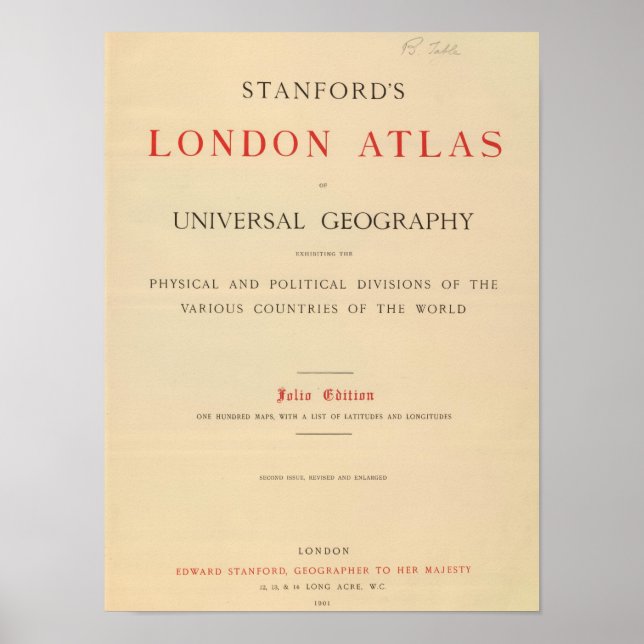 Poster Titre Page L'atlas de Londres de Stanford (Devant)