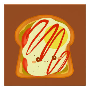 Poster Toast Avocado Avec Oeuf Et Tomate