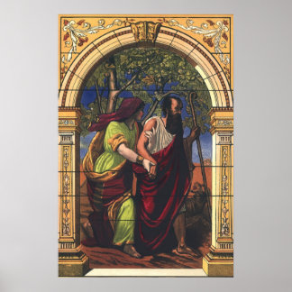 Poster Tobit aveugle et femme Anna, Religion vintage