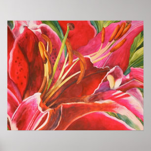 Poster Toile d'aquarelle rouge d'origine