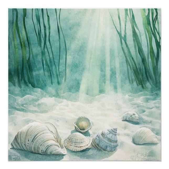 Poster Toile de Seafoam Vert Coquillage d'Art (Devant)