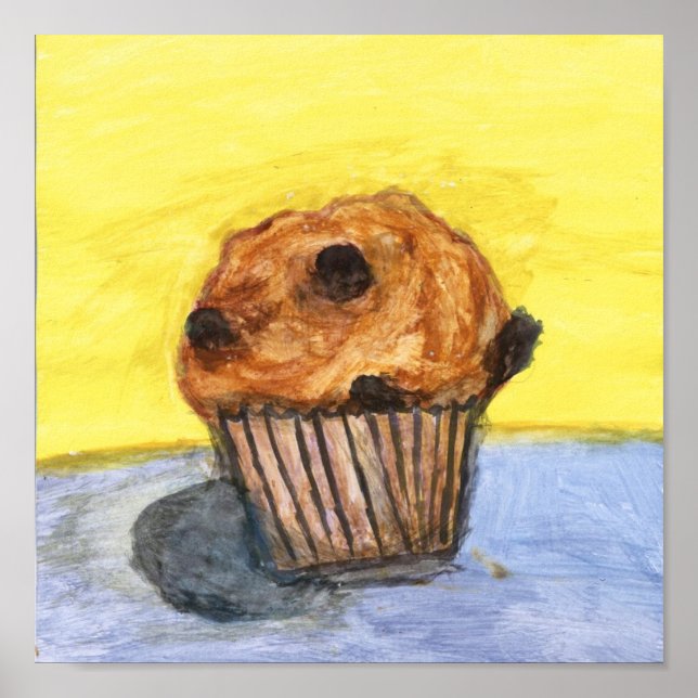 Poster Toile en toile de Muffin à Chip de Chocolat Peint (Devant)