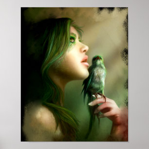 Poster Toile et copies vertes de chuchotement