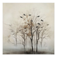 Toiles d'art abstrait Arbres et Oiseaux
