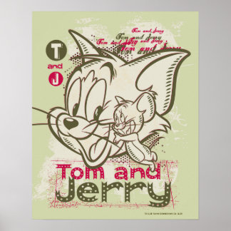Poster Tom et Jerry Pink et Green