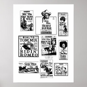 Poster Tom Mix Silent Movies Annonces vintages