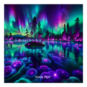 Poster Tons vert pourpre mou Imaginaire