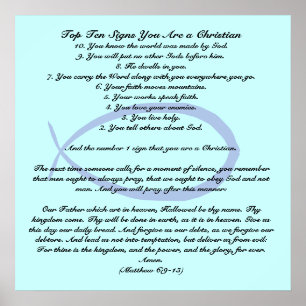 Poster Top Ten Signs You Are A Christian