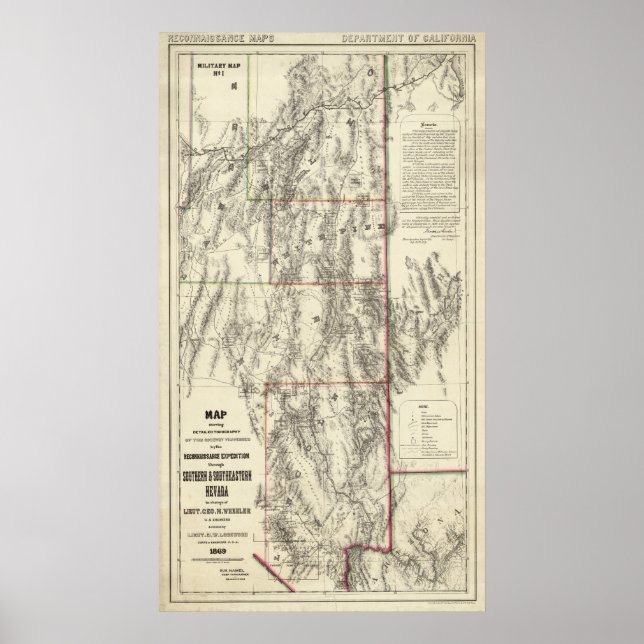 Poster Topographie du sud du Nevada (Devant)