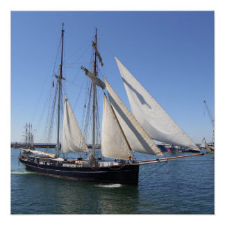 Poster Topsail gulet in Brest harbor