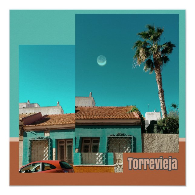Poster Torrevieja en Orange et Turquoise (Devant)