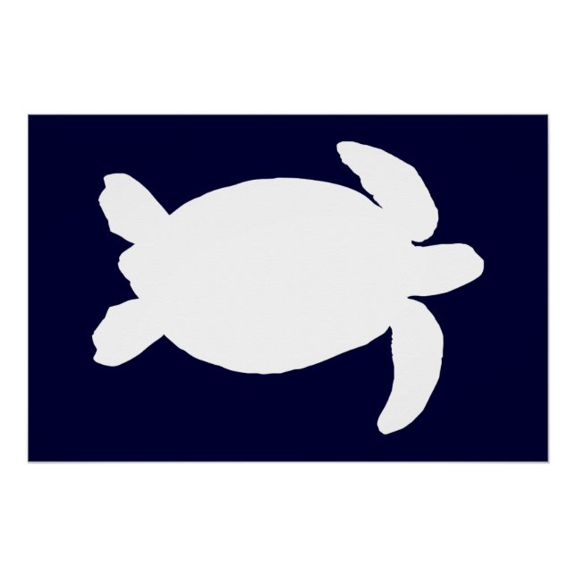 Poster Tortue de mer bleue et blanche (Devant)