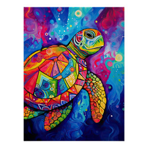 Poster Tortue de mer Jour des terres Abstrait Ocean Beach