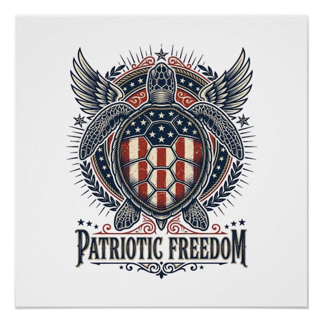 Poster Tortue de mer patriotique (Devant)