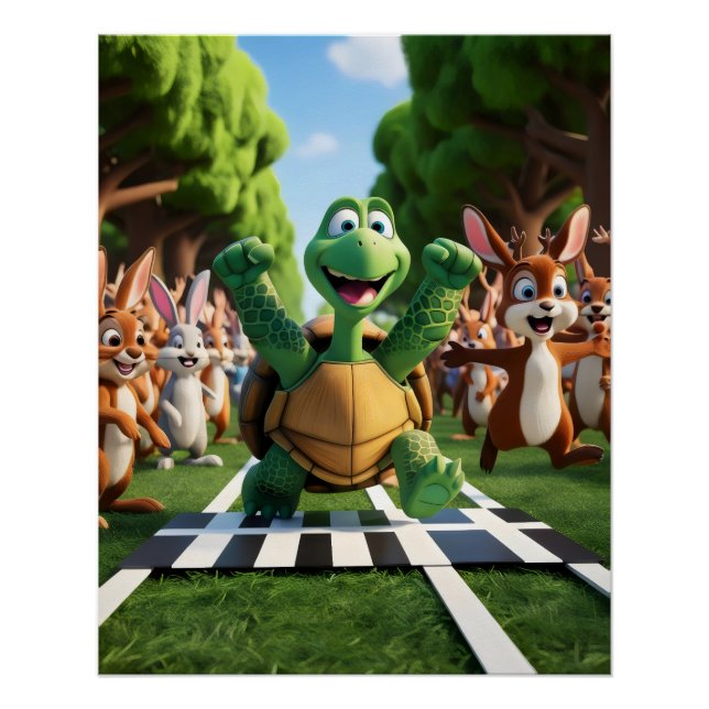 Poster Tortue la gagnante. (Devant)