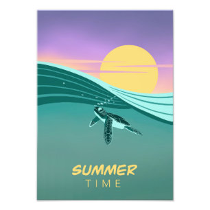 Poster tortue océan Summer Time
