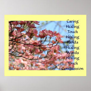 Poster Toucher de guérison de soins d'art Mains Mots Impr