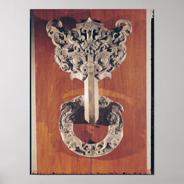 Poster Toucker de porte P'u shou avec un design taotie (Devant)
