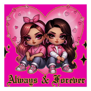 Poster Toujours & Forever Meilleurs amis filles cadeau