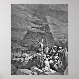 Poster Tour de Babel Bible Gustave Dore Illustration