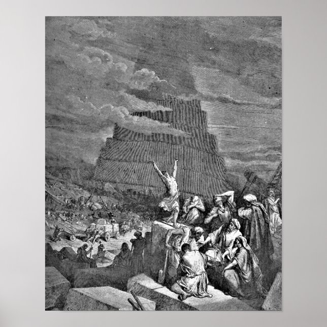 Poster Tour de Babel Bible Gustave Dore Illustration (Devant)