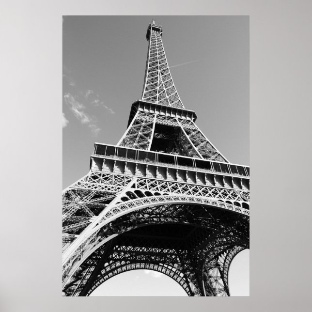 Poster Tour Eiffel Noir & Blanc Paris Romance Ville (Devant)
