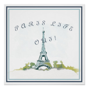 Poster Tour Eiffel Paris Encre et aquarelle Paris