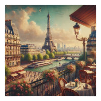 Tour Eiffel Paris Peinture à l'huile Vintage