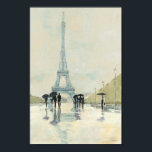 Poster Tour Eiffel | Paris sous la pluie<br><div class="desc">© Avery Tillmon / Pomme sauvage. Une image vintage de Paris, et des promeneurs. Une image de la Tour Eiffel est visible.</div>