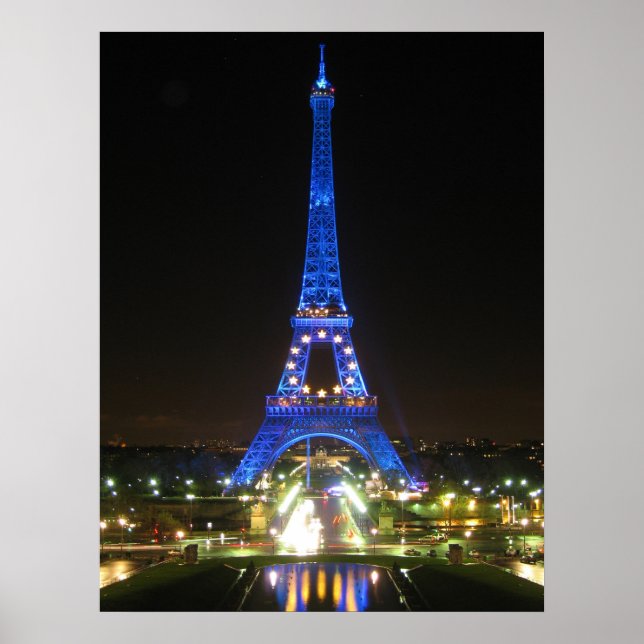 Poster Tour Eiffel pittoresque de nuit (Devant)