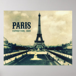 Poster Tour Eiffel vintage, Paris, 1889