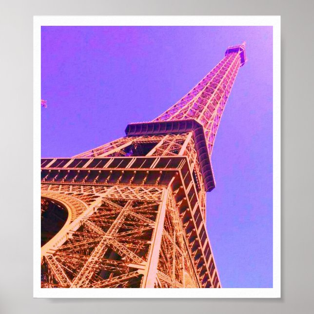 Poster Tour Eiffel violet et orange (Devant)