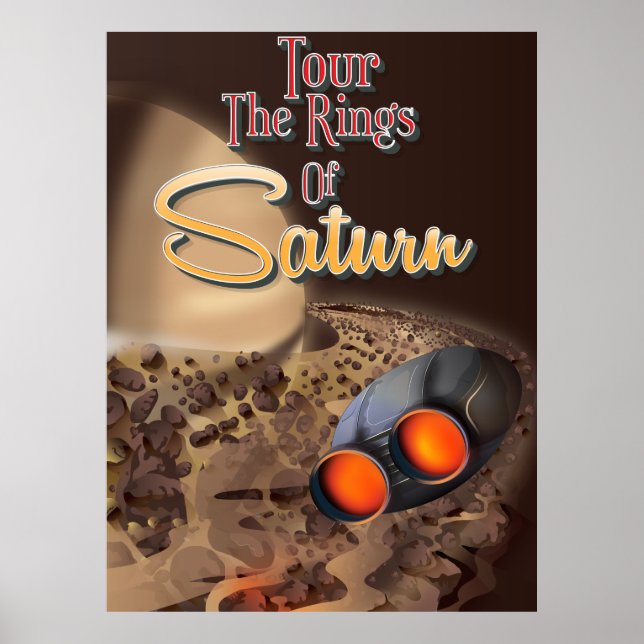 Poster Tour the rings of Saturn Travel poster. (Devant)