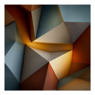 Poster Tourbillon Abstrait 3D Géométrique Teal Terracotta