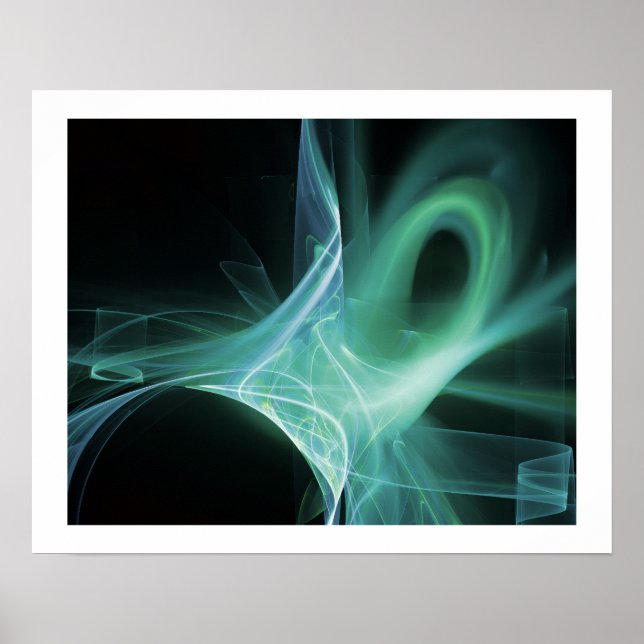POSTER TOURBILLONS EN BLEU, VERT, TURQUOISE (Devant)
