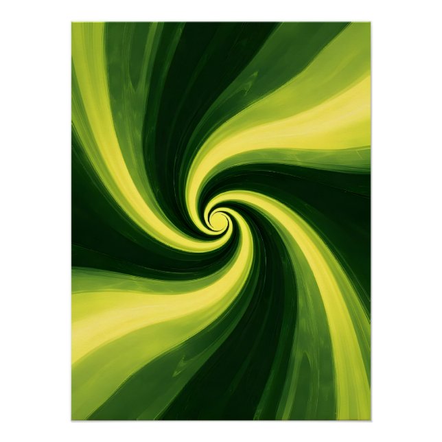 Poster Tourbillons verts et jaunes (Devant)