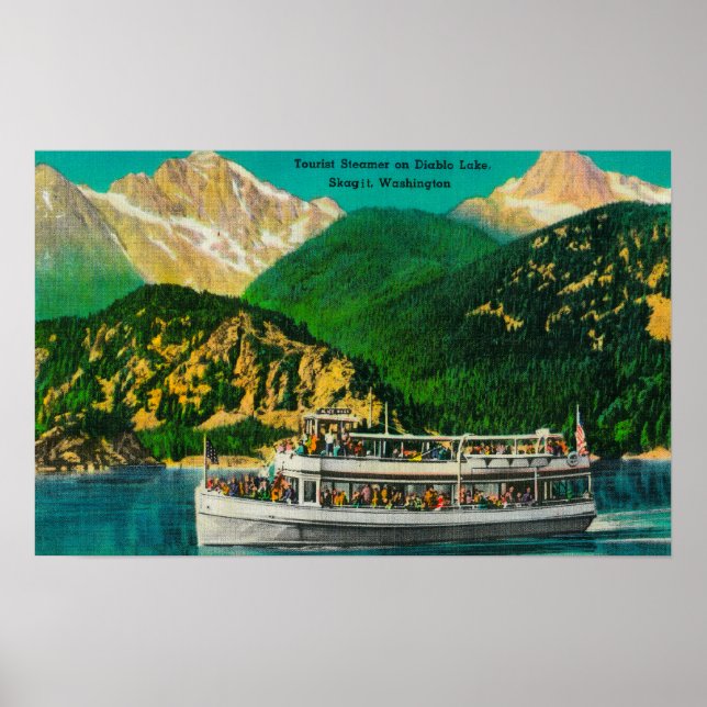 Poster Tourist Steamer sur le lac Diablo, Skagit (Devant)
