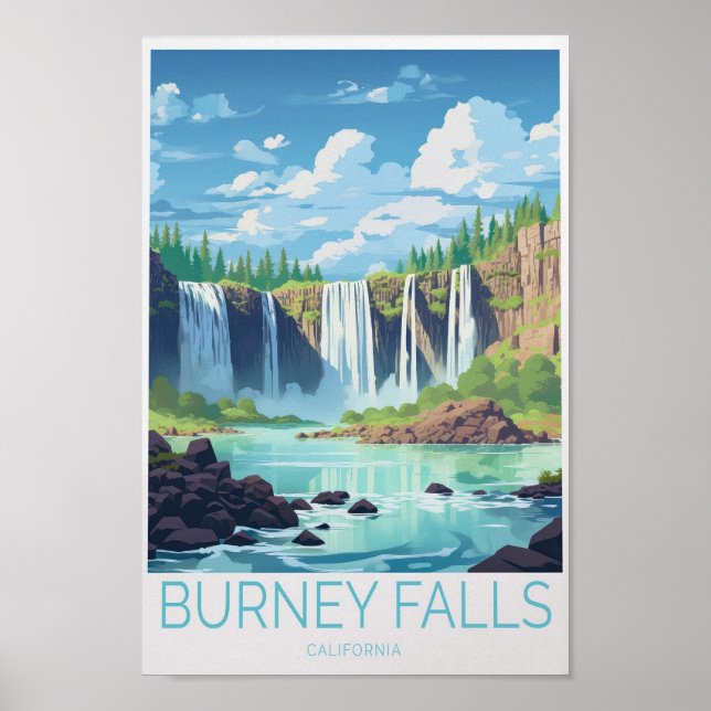 Poster touristique Burney Falls California (Devant)