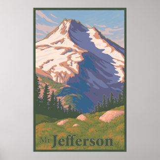 Poster touristique vintage Mt. Jefferson