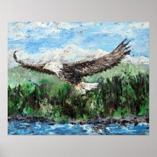 Poster Tourner sur les ailes d'aigle - Peinture d'aigle c