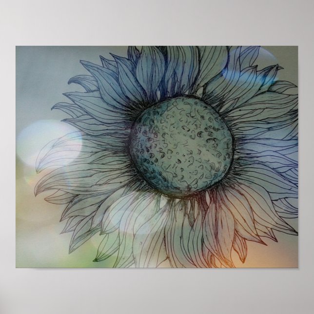 Poster Tournesol bleu (Devant)