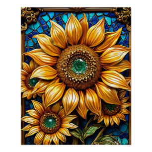 Poster Tournesols et éléments de cadre décoratifs