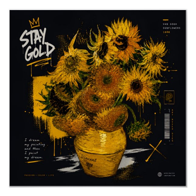 Poster Tournesols Stay Gold | Van Gogh (Devant)